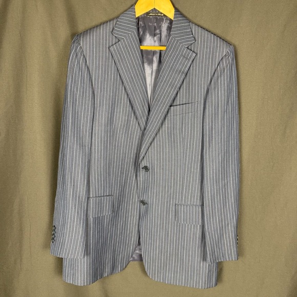 Façonnable Other - Faconnable Navy Pinstripe Wool Linen Blazer Sz 51 IT/41R Italy Summer